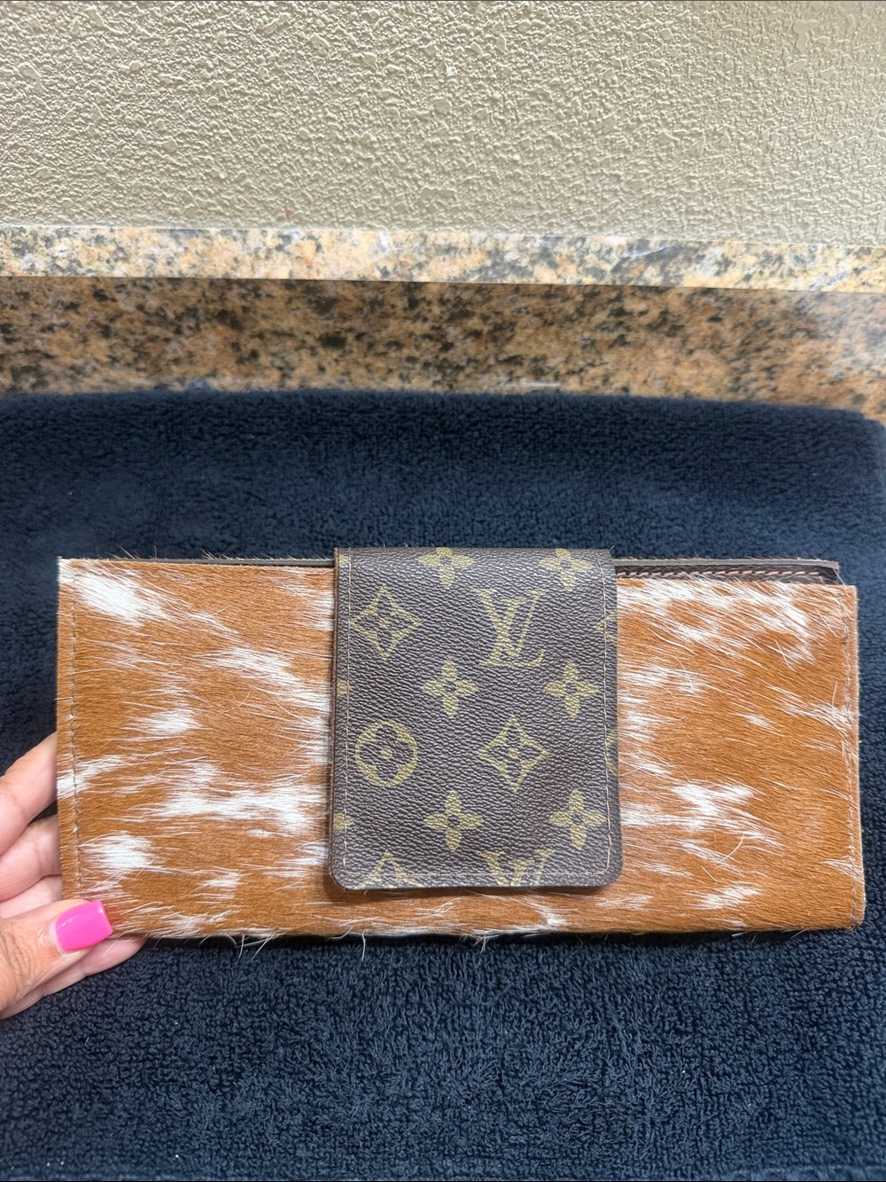 Louis Vuitton Brown and White Cowhide Monogram Flap Wallet